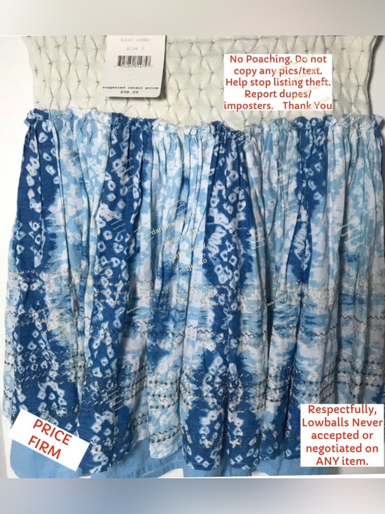 Free People Dresses & Skirts - BNWT XS Free People Blue/white/silver Mini Skirt 2 PRICE FIRM NO DISCOUNTS